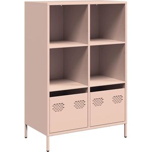 vidaXL - Hoge - kast - 68x39x103,5 - cm - staal - roze