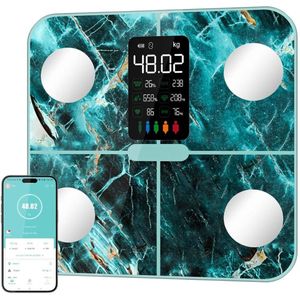 CRLYN® Weegschaal Personenweegschaal - Slimme Weegschaal met Lichaamsanalyse - Digitaal - Marmer Groen