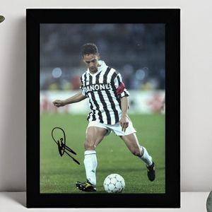 Roberto Baggio Ingelijste Handtekening – 15 x 10cm In Klassiek Zwart Frame – Gedrukte handtekening – Juventus - Voetbal