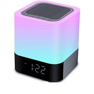 5-in-1 Bluetooth Speaker met LED Lamp, Wekker, Touch Bediening & 48 Kleuren – Draadloos, USB/TF/AUX, Handsfree Bellen