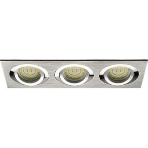 Inbouw 3x LED spot MR16 aluminium rechthoek armatuur - geborsteld zilver/zilver - Kanlux