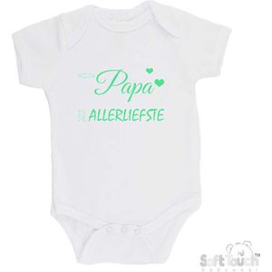 100% katoenen Romper ""Mijn papa is de allerliefste"" Vaderdag Unisex Katoen Wit/mint Maat 56/62