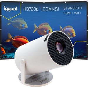 Draagbare mini-projector met HDMI, WLAN en Bluetooth | 100 inch projectiescherm inbegrepen
