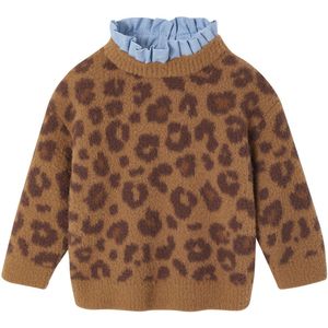 Babytrui - Luipaardprint - Bruin - Chambray Kraag