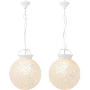 J-Line hanglamp Eki Mozaiek - glas - wit - large - 2 stuks