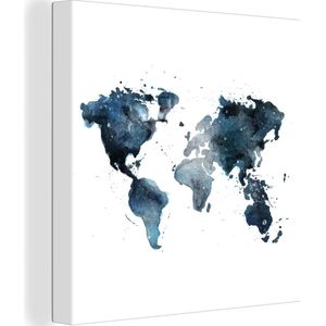 Canvas Wereldkaart - 50x50 - Wanddecoratie Wereldkaart - Abstract - Wit