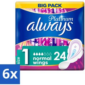 Always Platinum - Maandverband - Maat 1 - Normal Wings - Big Pack - 24 Pads - Voordeelverpakking - 6 stuks