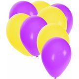 30x ballonnen - 27 cm - paars / gele versiering