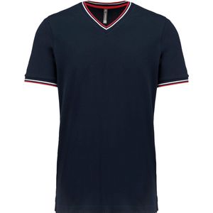 Kariban Heren-t-shirt piqué V-hals K374 - Navy / Red / White - 3XL