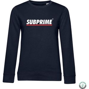 Subprime - Dames Sweaters Sweater Stripe Navy - Blauw - Maat XXL