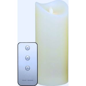 Ø9x15 cm LED Kaars Met Timer En Afstandsbediening - 1000 Uur Brandduur - Vlamloze Beweegbare Kaarsvlam - Crèmewit En Batterijvoeding