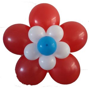 Ballonnen bloem zelf maken, rood-wit-blauw