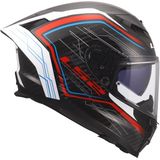 LS2 FF807 Dragon integraalhelm Subic glans wit blauw rood carbon zwart L