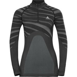 Odlo Suw Top Turtle Neck 1/2 Zip L/S Performance Blackcomb Sportshirt Dames - Black-Concrete Grey - XL