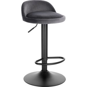 Barkruk - Grijs - Velvet - Ergonomisch - Verstelbaar - Industrial stijl - Set van 1
