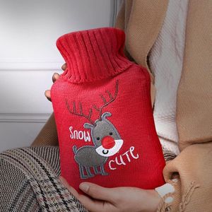 1 l roodhert warmwaterkruik met overtrek - zacht premium pluche deken - afneembare en wasbare warmwaterkruik - voor kinderen en volwassenen - voor schouders nek rug taille