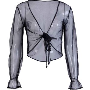 Transparante blouse lange mouwen - Erotische kleding - Thema - Rollenspel - Vrouwen - Sexy - Uitdagend - Goede kwaliteit - Knoop aan voorzijde