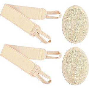 Natuurlijke Loofah exfoliërende body scrubbers - Set van 2Dubbelzijdige exfoliërende handdoeken voor de rug met milieuvriendelijke Loofah spons