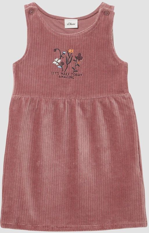 Jurk - Corduroy - Met Borduursel - Verstelbare Bandjes - Zachte Katoenmix