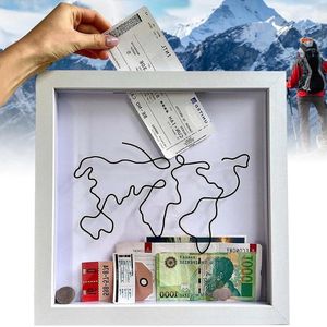 29x29 cm Adventure Archive Box - reisverzameldoos voor avontuurlijke herinneringen en tickets - schaduwbox fotolijst voor reizen - cadeau voor wanddecoratie bewaardoos herinneringen