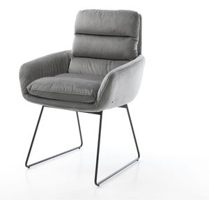 Gestoffeerde-stoel Abelia-Flex met armleuning slipframe zwart fluweel grijs