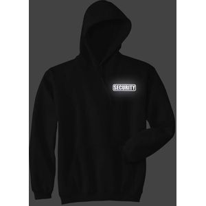 B&C Hoodie Beveiliging - Security - Reflecterende Bedrukking - Hoodie Zwart - Maat: XL - REFLECTEREND LOGO - Party bouncer hoodie - Bewaker hoodie