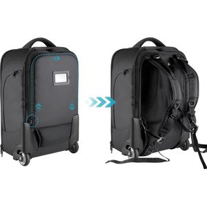 Camera zak - 2-in-1 Camera Backpack - ‎60.96 x 38.86 x 26.92 cm; 4.04 kg - Luggage Trolley - Double Bar - Removable Padded Pocket for SLR/DSLR Cameras - Lens and Other Accessories (Black/Grey - Camera tas