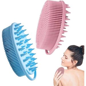 2 Pcs Doucheborstel - Exfoliator Borstel - Silicone Badborstel - Silicone Lichaamsborstel - Doucheborstel voor Peeling - Reiniging van Huid en Scalp