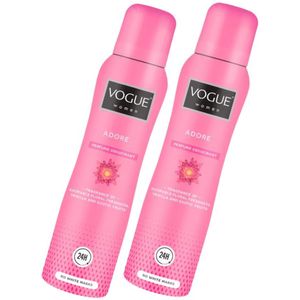 Vogue Adore Parfum Deodorant - 2 x 150 ml - Spray - Geursensatie van Bloemige Frisheid Tropisch Fruit Amber en Vanille