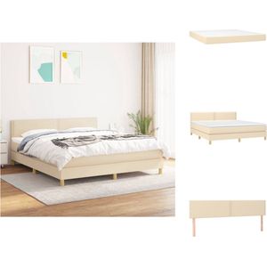 vidaXL Boxspringbed - Pocketvering matras - Middelharde ondersteuning - Huidvriendelijk topmatras - 180 x 200 x 78/88 cm - crème/wit - Bed