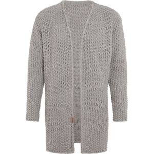 Knit Factory Carry Gebreid Dames Vest - Grof gebreid dames vest - Grijze cardigan - Damesvest gemaak uit 30% wol en 70% acryl - Iced Clay - 36/38