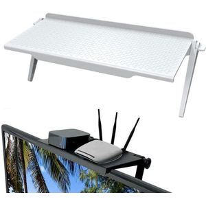 TVs Screen Top Storage Shelfs - Adjustable Monitors Storage Rack - Computer Desktop Display Stand - TVs Routers Storage Rack - Wit,Large Size