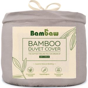 Bamboe Dekbedovertrek | 200 x 200cm | Ultrazacht | Grijs | Eco Dekbedhoes  | Luxe Bamboe Beddengoed | Hypoallergeen Dekbedovertrek | Puur Bamboe viscose rayon Dekbedhoes | Ultra-ademende Stof | Bambaw