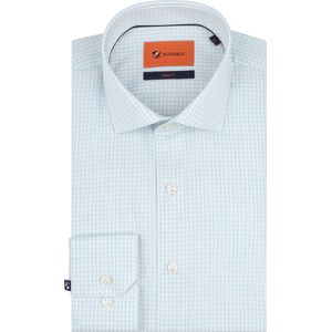 Suitable - Overhemd Extra Lange Mouwen Twill Ruit Lichtgroen - Heren - Maat 39 - Slim-fit