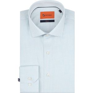 Suitable - Overhemd Extra Lange Mouwen Twill Ruit Lichtgroen - Heren - Maat 42 - Slim-fit