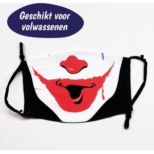 Wasbaar Mondkapje Halloween Clown - Stoffen Mondkapjes Wasbaar - Mondkapje Wasbaar met Print - Met Filter - Grappige Mondkapjes - Mondmasker Wasbaar - Halloween Masker