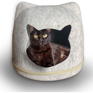Kattenmand - Katten huisje - Geschikt voor grote en kleine katten - Met rits - Materiaal Vilt