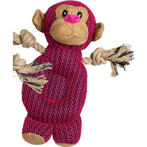 Jack & Vanilla -hondenknuffel - velvetties - timeless - aap roze mesh - 25 cm met trektouw . pieper
