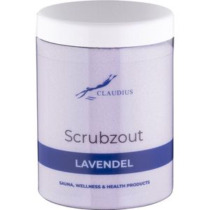 Scrubzout Lavendel in handige pot - 1250 gram - met witte deksel - Hydraterende Lichaamsscrub