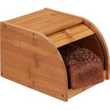 Relaxdays broodtrommel bamboe - brooddoos hout - met schuifdeksel - broodkast - broodbox