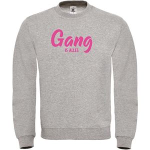 Wintersport sweater grijs S - Gang is alles - Fluor roze - soBAD. | Foute apres ski outfit | kleding | verkleedkleren | wintersporttruien | wintersport dames en heren