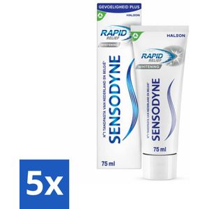5 x Sensodyne - Tandpasta - Rapid Relief Whitening - Snelle Gevoeligheidsverlichting - 75 ml - Gevoelige Tanden - Snelle Verlichting - Tandpasta - Witte Tanden - Gevoeligheid Verlichting