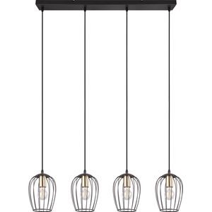 LED Hanglamp - Torna Rigo - E27 Fitting - 4-lichts - Rond - Mat Zwart - Metaal