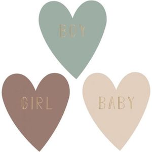 Geboorte Sluitsticker - Sluitzegel XXL Baby / Boy / Girl – Hart – Hartje | Pastel – Mauve - Lila / Licht Rose – Blauw | Babyshower - Zwangerschap – Geboortekaart – Jongen / Meisje – Kraamfeest | Envelop stickers | Cadeau – Gift Label | DH collection