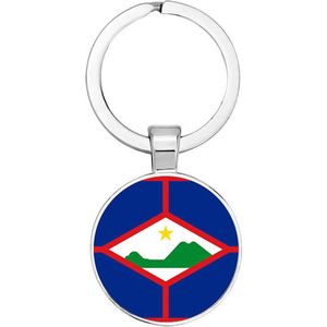 Akyol - Sint Eustatius vlag Sleutelhanger - sint eustatius - iemand die houdt van reizen - vakantie - landen - vlag - reizigers - cadeau - geschenk - gift - kado - verassing - 2,5 x 2,5 CM