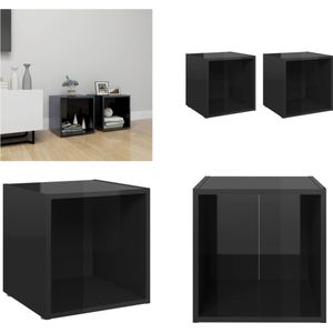 vidaXL Tv-meubelen 2 st 37x35x37 cm bewerkt hout hoogglans zwart - Tv-kast - Tv-kasten - Televisiekast - Televisiekasten