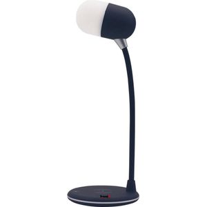 3 in 1 LED Tafellamp - Bluetooth Speaker - Universele Draadloze Oplader met Snel Opladen geschikt voor Samsung, iPhone, Huawei, Xiaomi en Tablets - Zwart