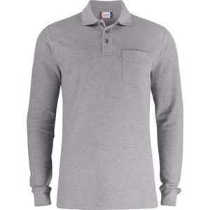 Clique Basic Polo Pocket L/S 028235 - Grijs-melange - M