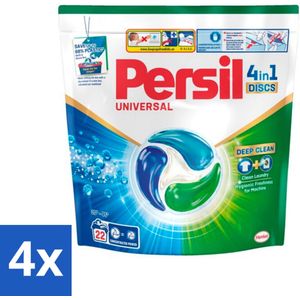 4 x Persil - Wasmiddel - Wasmiddelcapsules Discs Universal - Voor Witte Was - 22 wasbeurten - Wasmiddelen - Wascapsules - Witte Was - Vlekken Verwijderen - Wasmachine Schoon