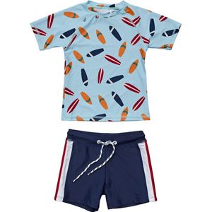 Snapper Rock - UV Zwemset voor baby's en kinderen - Korte mouw - Retro Surf - Blauw/Navy - maat 6 (105-121cm)